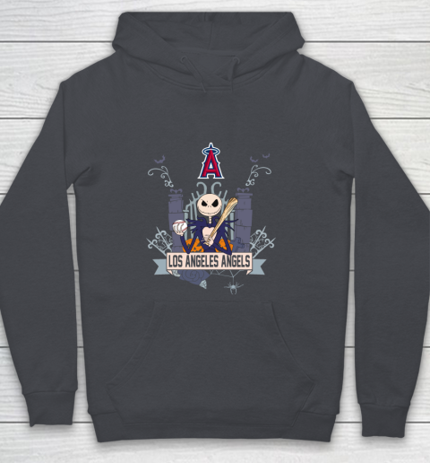 MLB Los Angeles Angels Baseball Jack Skellington Halloween Youth Hoodie 5