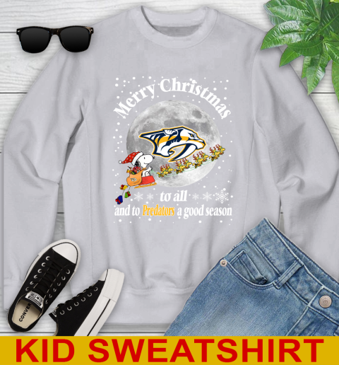 Nashville Predators Merry Christmas To All And To Predators A Good Season NHL Hockey Sports Youth Sweatshirt 3