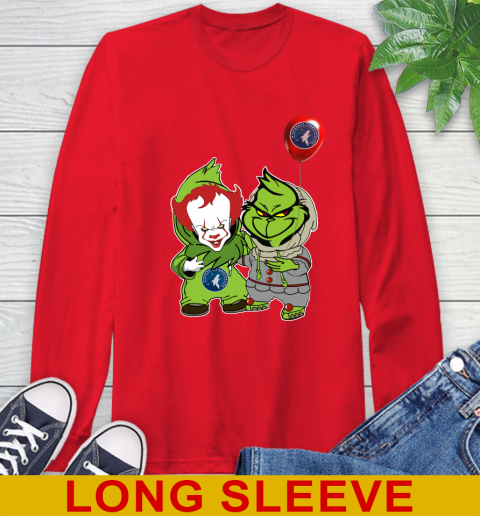 Minnesota Timberwolves Baby Pennywise Grinch Christmas NBA Basketball Long Sleeve T-Shirt 10
