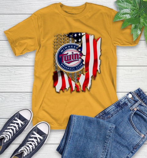 Minnesota Twins MLB Baseball American Flag T-Shirt 2