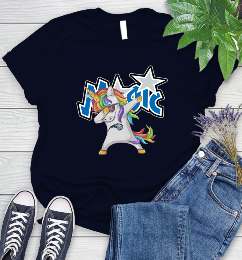 Orlando Magic NBA Basketball Funny Unicorn Dabbing Sports Women's T-Shirt 3