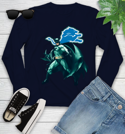 NFL Batman Football Sports Detroit Lions Youth Long Sleeve 3