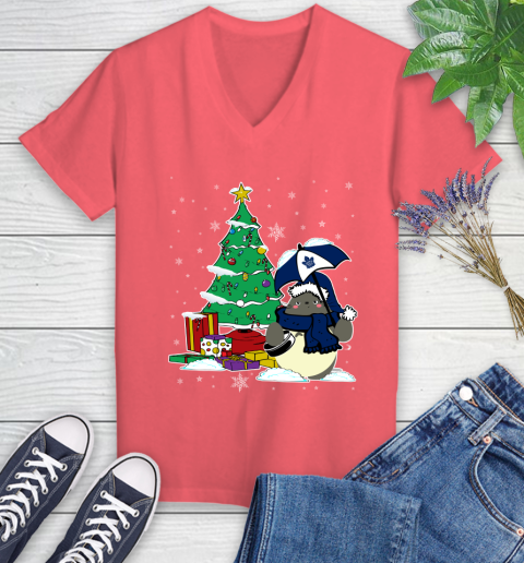 Toronto Maple Leafs NHL Hockey Cute Tonari No Totoro Christmas Sports Women's V-Neck T-Shirt 6