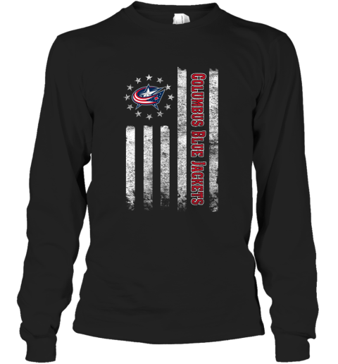 NHL American Flag Hockey Sports Columbus Blue Jackets Long Sleeve T-Shirt