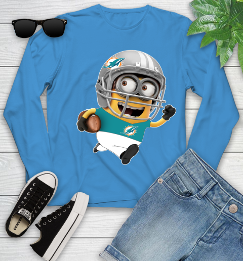 NFL Miami Dolphins Minions Disney Football Sports Youth Long Sleeve 7