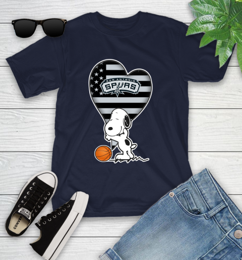 San Antonio Spurs NBA Basketball The Peanuts Movie Adorable Snoopy Youth T-Shirt 3