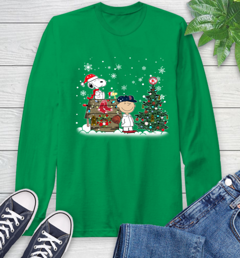 MLB Boston Red Sox Snoopy Charlie Brown Christmas Baseball Commissioner's Trophy Long Sleeve T-Shirt 8