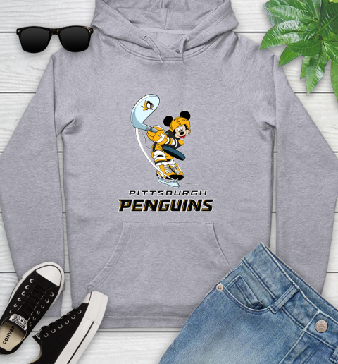 NHL Hockey Pittsburgh Penguins Cheerful Mickey Mouse Shirt Youth Hoodie 6