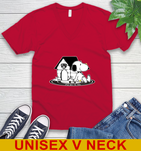 NBA Basketball Brooklyn Nets Snoopy The Peanuts Movie Shirt V-Neck T-Shirt 7