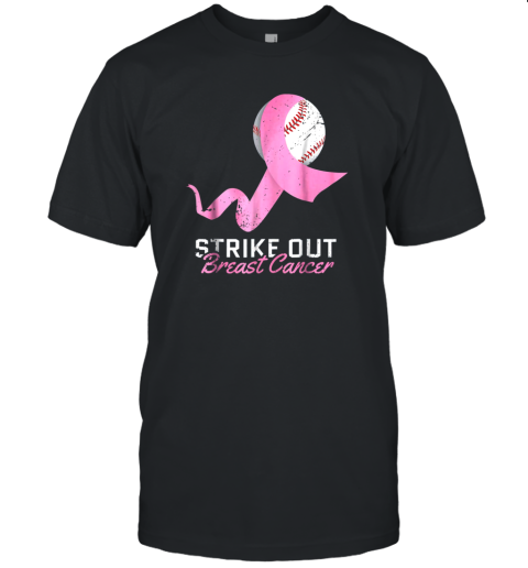 Strike Out Breast Cancer Shirt Pink Ribbon Unisex Jersey Tee