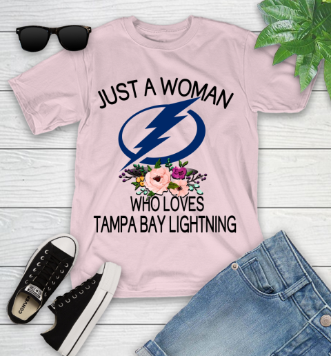 NHL Just A Woman Who Loves Tampa Bay Lightning Hockey Sports Youth T-Shirt 7