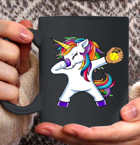 Dabbing Unicorn Softball T Shirt Funny Dab Gift Ceramic Mug 11oz 3