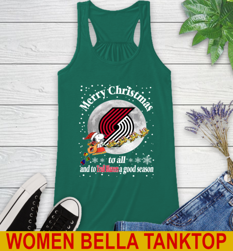 Portland Trail Blazers Merry Christmas To All And To Trail Blazers A Good Season NBA Basketball Sports Racerback Tank 5