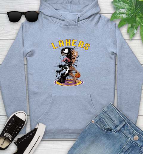 NBA Los Angeles Lakers Basketball Venom Groot Guardians Of The Galaxy Youth Hoodie 10