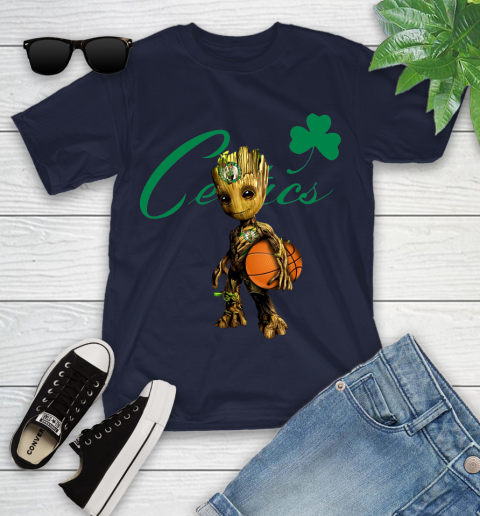 Boston Celtics NBA Basketball Groot Marvel Guardians Of The Galaxy Youth T-Shirt 3