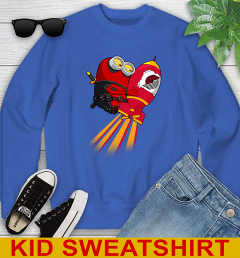 NBA Basketball Portland Trail Blazers Deadpool Minion Marvel Shirt Youth Sweatshirt 6