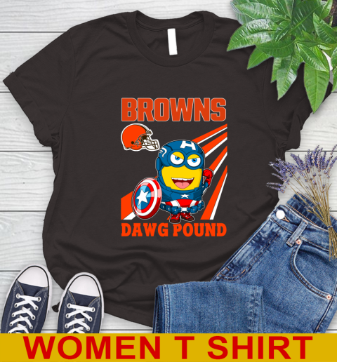 NFL Football Cleveland Browns Captain America Marvel Avengers Minion Shirt Women's T-Shirt 9