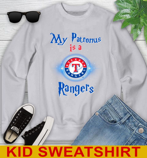MLB Baseball Harry Potter My Patronus Is A Texas Rangers Youth Sweatshirt 3