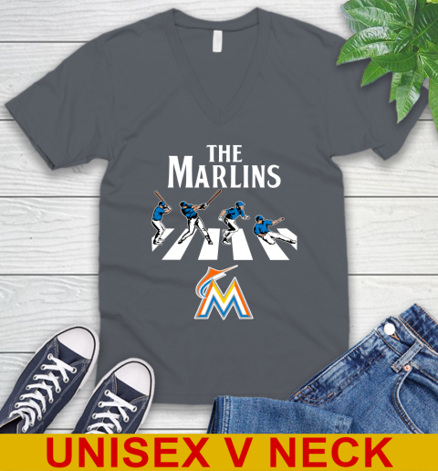 MLB Baseball Miami Marlins The Beatles Rock Band Shirt V-Neck T-Shirt 4