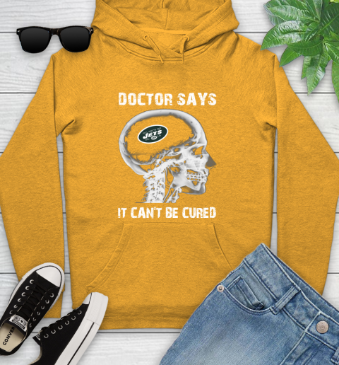 NFL New York Jets Football Skull It Can't Be Cured Shirt Youth Hoodie 2