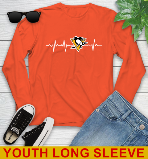 Pittsburgh Penguins NHL Hockey Heart Beat Shirt Youth Long Sleeve 3