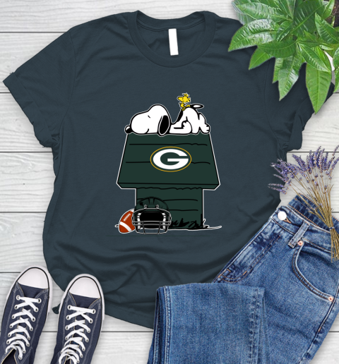 Green Bay Packers NFL Football Snoopy Woodstock The Peanuts Movie Women's T-Shirt 8