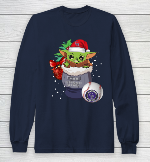Colorado Rockies Christmas Baby Yoda Star Wars Funny Happy MLB Long Sleeve T-Shirt 4