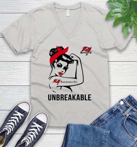 NFL Tampa Bay Buccaneers Girl Unbreakable Football Sports V-Neck T-Shirt