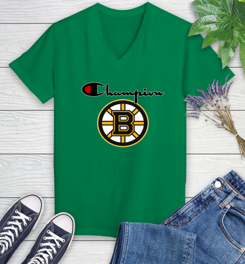 NHL Hockey Boston Bruins Champion Shirt Women's V-Neck T-Shirt 3