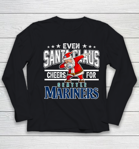 EveSeattle Mariners Even Santa Claus Cheers For Christmas MLB Youth Long Sleeve