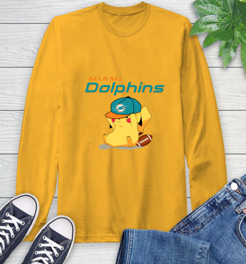 NFL Pikachu Football Sports Miami Dolphins Long Sleeve T-Shirt 3