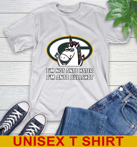 Green Bay Packers NFL Football Unicorn I'm Not Anti Hater I'm Anti Bullshit T-Shirt 12