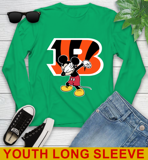 Cincinnati Bengals NFL Football Dabbing Mickey Disney Sports Youth Long Sleeve 7