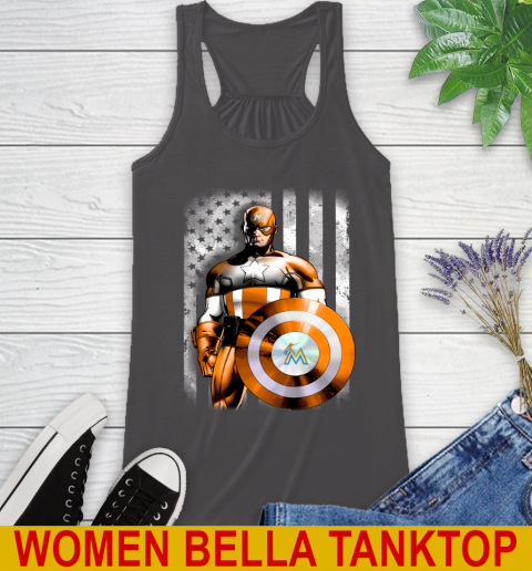 Miami Marlins MLB Baseball Captain America Marvel Avengers American Flag Shirt Racerback Tank 10