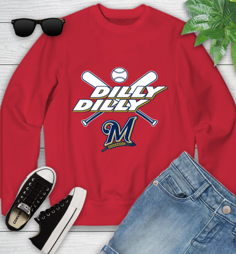 MLB Milwaukee Brewers Dilly Dilly Baseball Sports Youth Sweatshirt 9