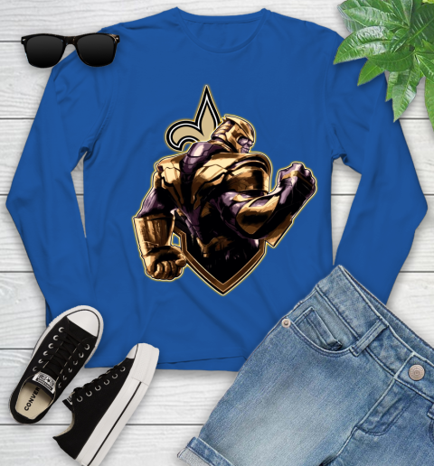 NFL Thanos Avengers Endgame Football Sports New Orleans Saints Youth Long Sleeve 9