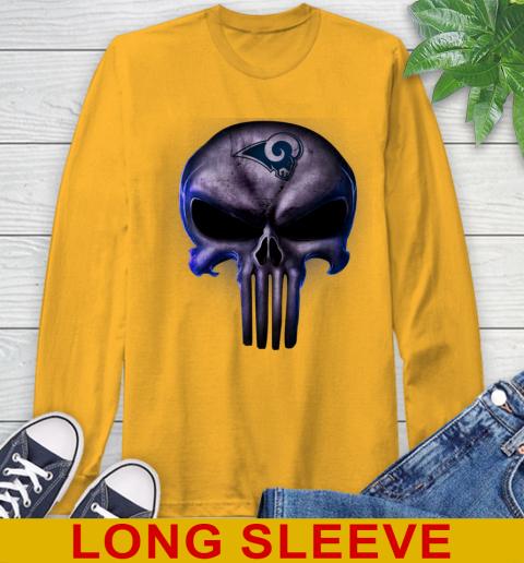 Los Angeles Rams NFL Football Punisher Skull Sports Long Sleeve T-Shirt 2