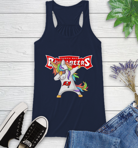 Tampa Bay Buccaneers NFL Football Funny Unicorn Dabbing Sports Racerback Tank 12