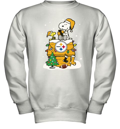 A Happy Christmas With Pitburg Steelers Snoopy Youth Sweatshirt