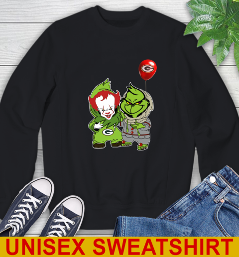 Green Bay Packers Baby Pennywise Grinch Christmas NFL Football Sweatshirt 2