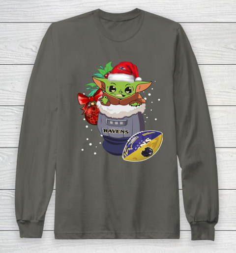 Baltimore Ravens Christmas Baby Yoda Star Wars Funny Happy NFL Long Sleeve T-Shirt 8