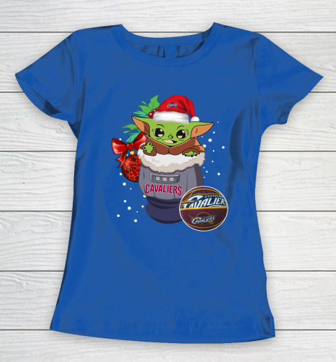 Cleveland Cavaliers Christmas Baby Yoda Star Wars Funny Happy NBA Women's T-Shirt 9