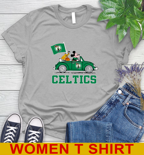 NBA Basketball Boston Celtics Pluto Mickey Driving Disney Shirt Women's T-Shirt 5