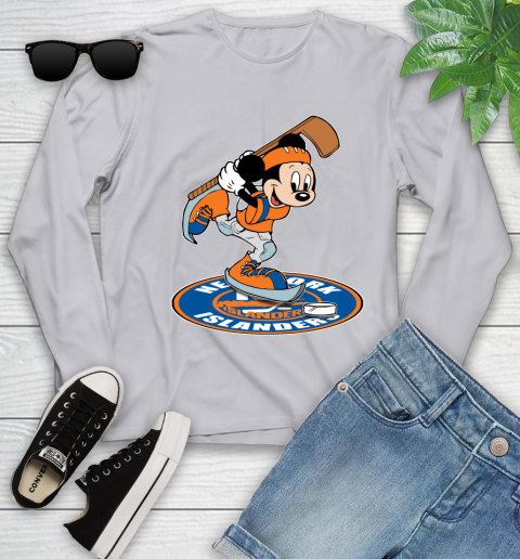 NHL Hockey New York Islanders Cheerful Mickey Disney Shirt Youth Long Sleeve 5