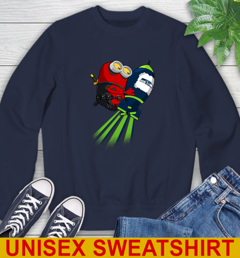 NFL Football Seattle Seahawks Deadpool Minion Marvel Shirt Sweatshirt 2