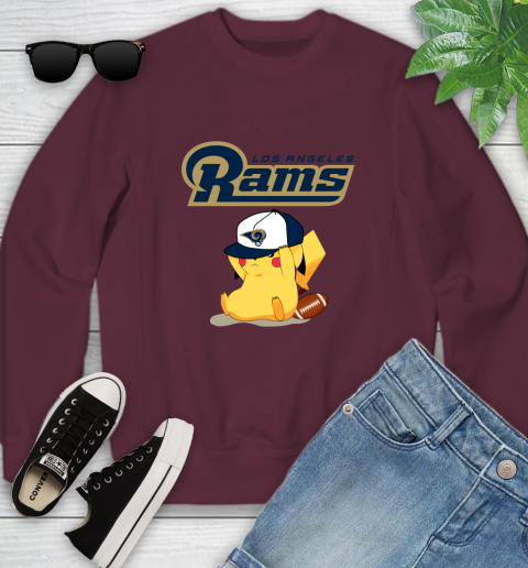NFL Pikachu Football Sports Los Angeles Rams Youth Sweatshirt 5