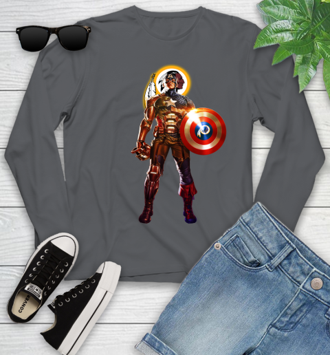 NFL Captain America Marvel Avengers Endgame Football Sports Washington Redskins Youth Long Sleeve 8