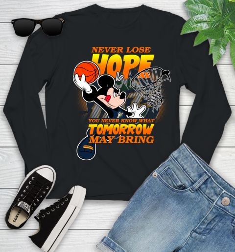 Utah Jazz NBA Basketball Mickey Disney Never Lose Hope Youth Long Sleeve