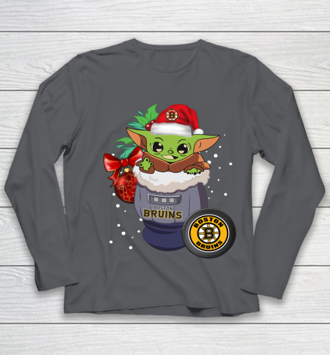 Boston Bruins Christmas Baby Yoda Star Wars Funny Happy NHL Youth Long Sleeve 8