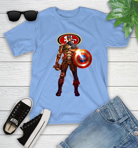 NFL Captain America Marvel Avengers Endgame Football Sports San Francisco 49ers Youth T-Shirt 11
